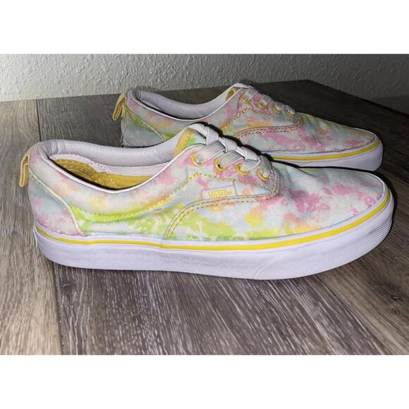 Vans Juniors Youth US Size 4 Elastic Tie Dye Canvas Cyber Yellow Sneaker Shoes - Picture 1 of 11